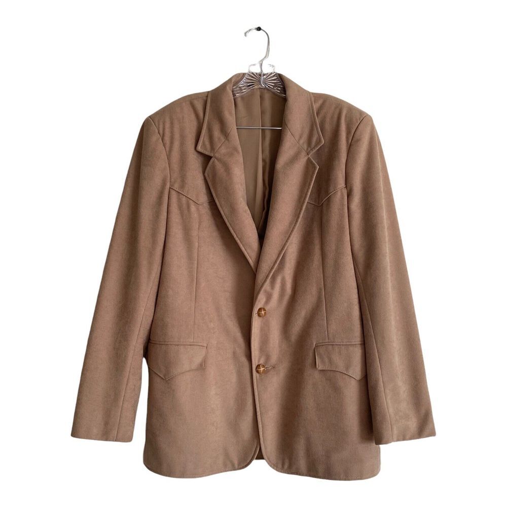 PIONEER WEAR Western Men's Sz 44 L USA Sport Coat Jacket Blazer Suede‎ Tan